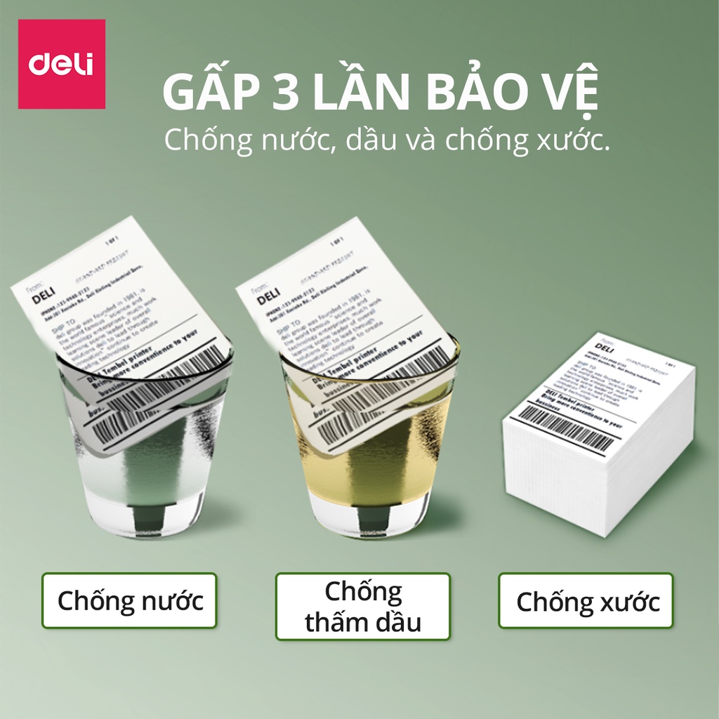Tệp 1000 Giấy In Nhiệt Tự Dính Deli - 3 Lớp Size A6 A7 80x120 Cho Đơn Hàng Thương Mại Điện Tử, Mã Vạch, Hóa Đơn