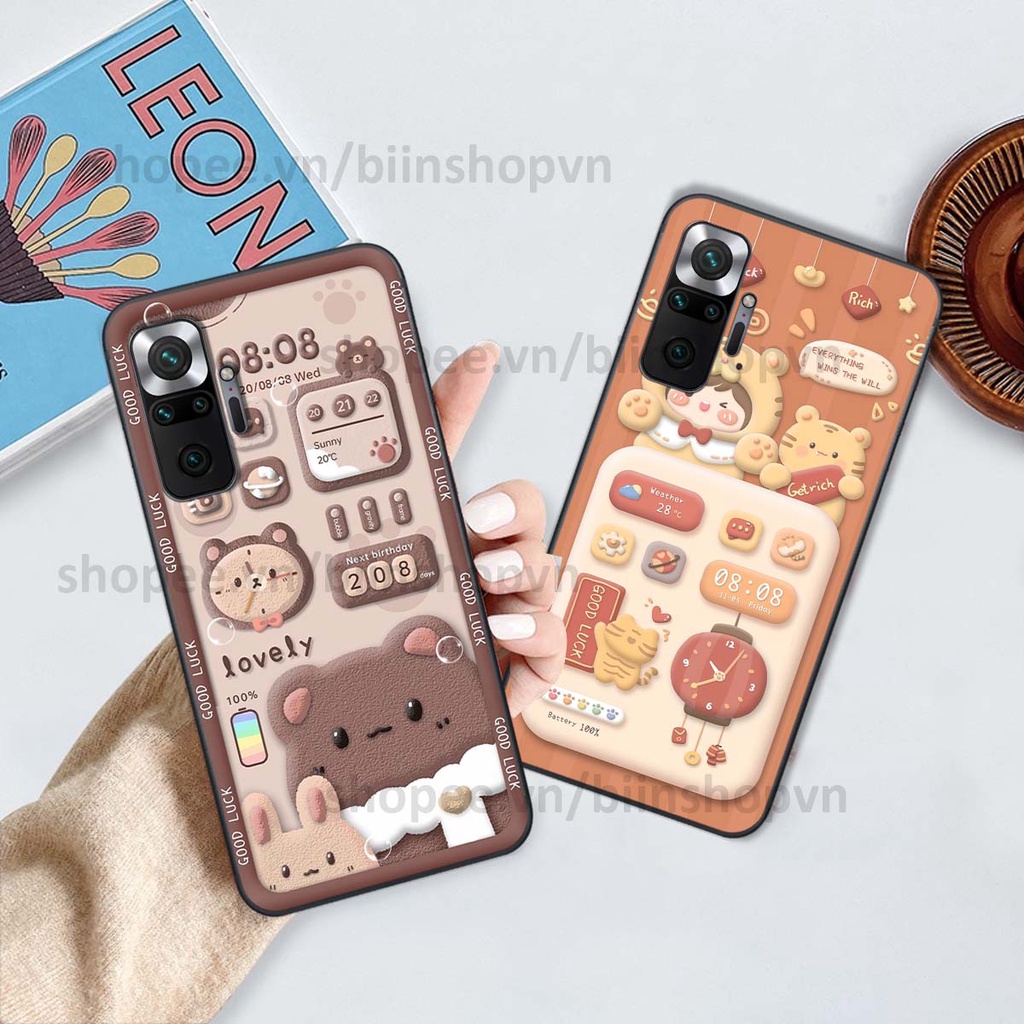 Ốp Xiaomi Redmi Note 10 / Note 10 Pro in 3D icon gấu nổi siêu xinh, siêu đáng yêu, cá tính phong cách