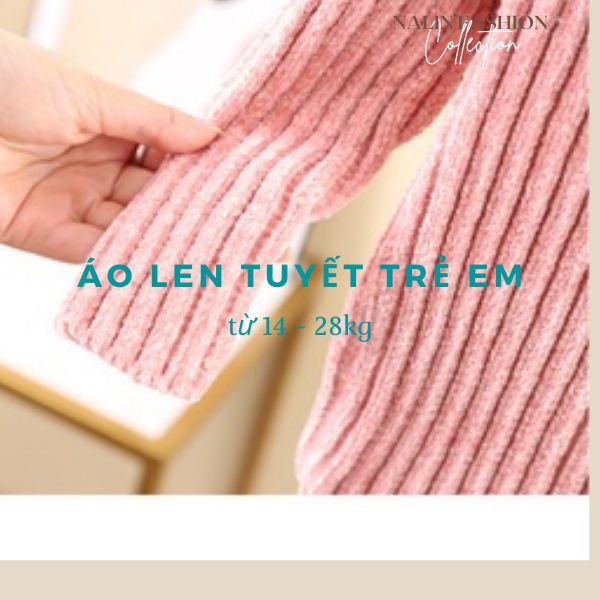 Áo len tuyết cổ lọ cho bé gái và bé trai sợi to mềm nhiều màu dễ thương