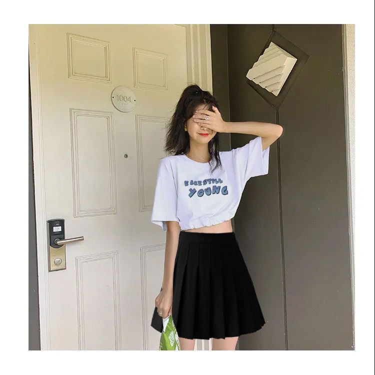 Set Áo Croptop Tay Ngắn + Áo Vest Màu Xanh Dương Phong Cách Mới Cho Nữ