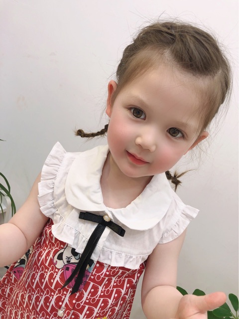 Váy D.O đỏ hoạ tiết cún-HÀNG SALE KO ĐỔI TRẢ