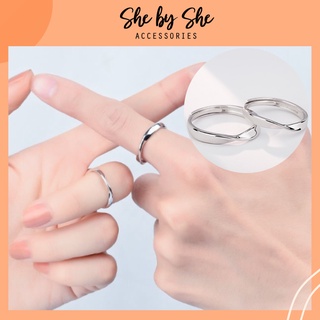 Nhẫn đôi nam nữ bạc 925 tự chỉnh kích cỡ không han gỉ SHE BY SHE - N14