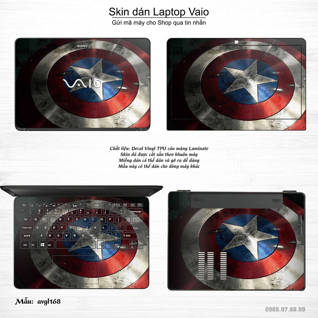 Skin dán Laptop Sony Vaio in hình Captain (inbox mã máy cho Shop)