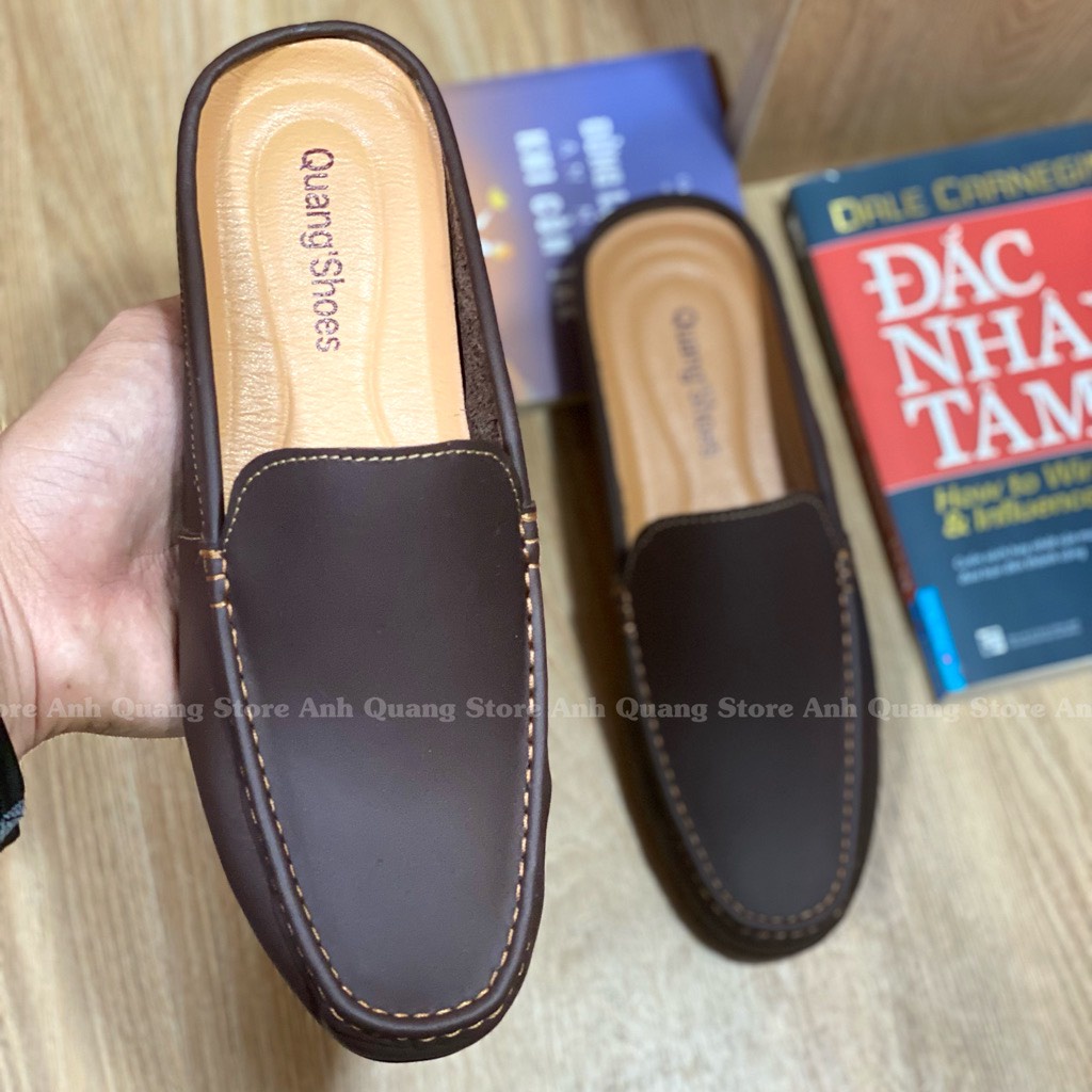 Giày sục nam công sở chất liệu da bò cao cấp phong cách trẻ trung năng động AQ8383