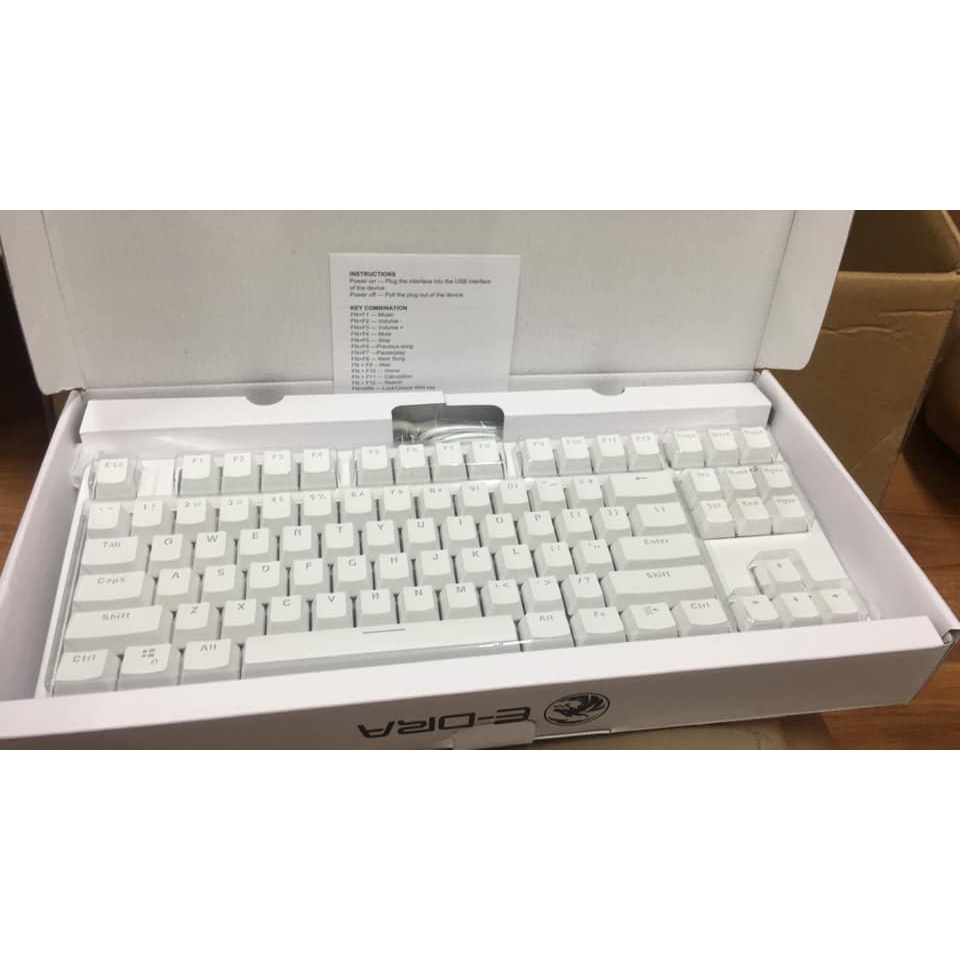 Bàn phím cơ E-Dra E-Dra EK387 iCe White Switch Huano  - Type C Version 2021 - Chính hãng