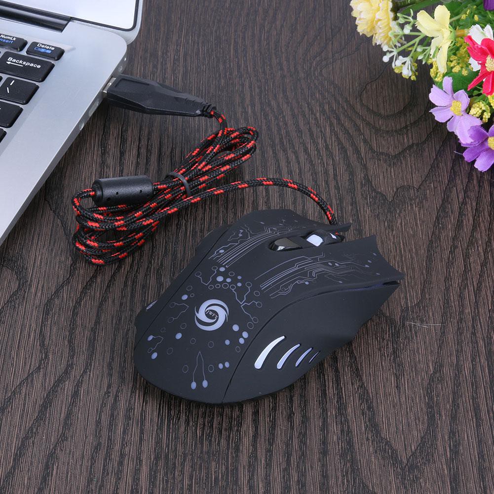 Chuột máy tính chơi game có đèn LED 3200DPI dây cắm USB（Ánh sáng bốn màu)