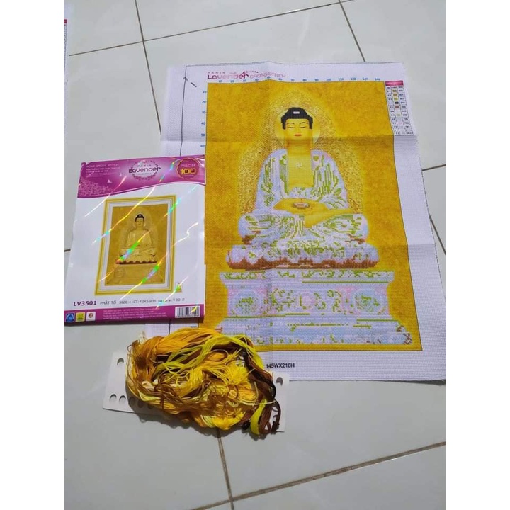 Tranh thêu Đức Phật - Phật Thích Ca Mâu Ni - Phật A Di Đà (tranh chưa thêu)