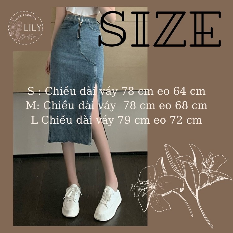 Chân váy xẻ tà cạp cao khóa trước túi hông dáng dài chất jean denim cá tính