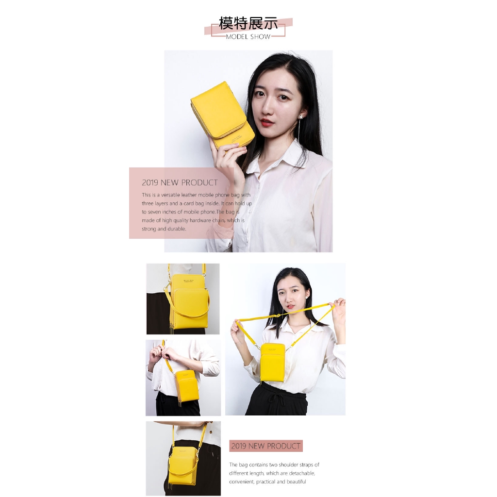 Túi đeo chéo JASMIN NOIR dáng đứng đa năng phối dây kéo phong cách thời trang cho phái nữ