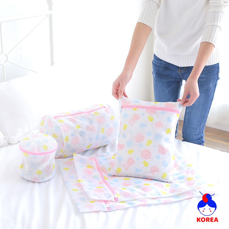 Túi lưới giặt quần áo loại dày hình thỏ gấu cute GIA DỤNG KOREA