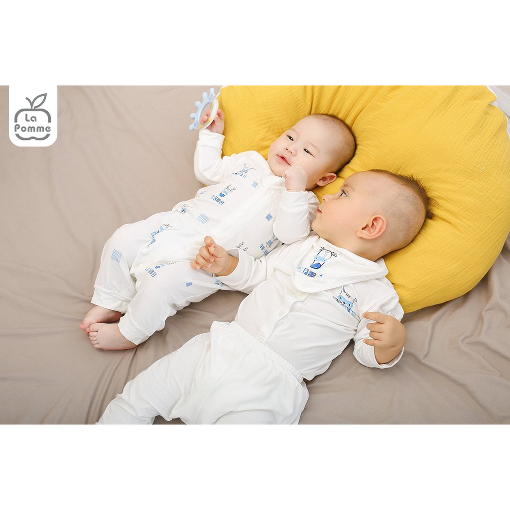 Bộ q.a sơ sinh dài tay cài lệch, cài giữa thỏ bamboo sợi tre siêu mềm mịn La Pomme SL170 SL169