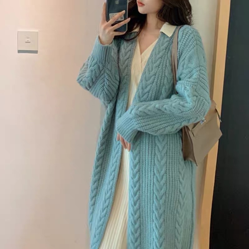 Áo len cổ điển, áo len cardigan áo dài tay mẫu thu đông cho nữ rộng rãi