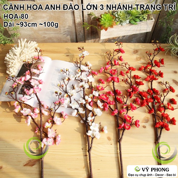 CÀNH HOA ANH ĐÀO LỚN 3 NHÁNH CỔ ĐIỂN TRANG TRÍ ĐÁM CƯỚI ĐẠO CỤ CHỤP ẢNH SẢN PHẨM INS HOA-80