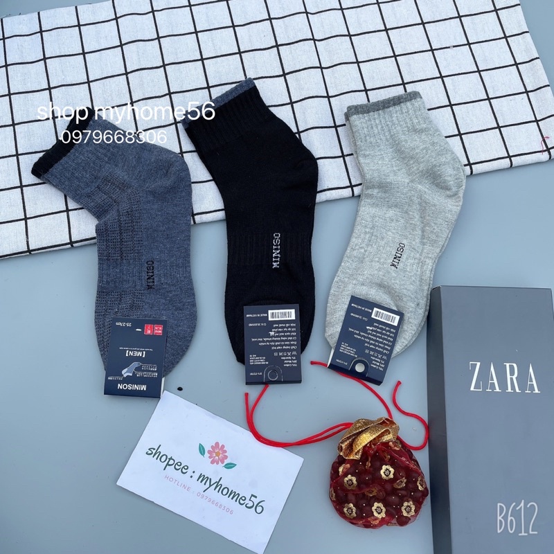 5 đôi tất nam miniso cổ cao dày dặn loại đẹp shop bao chất
