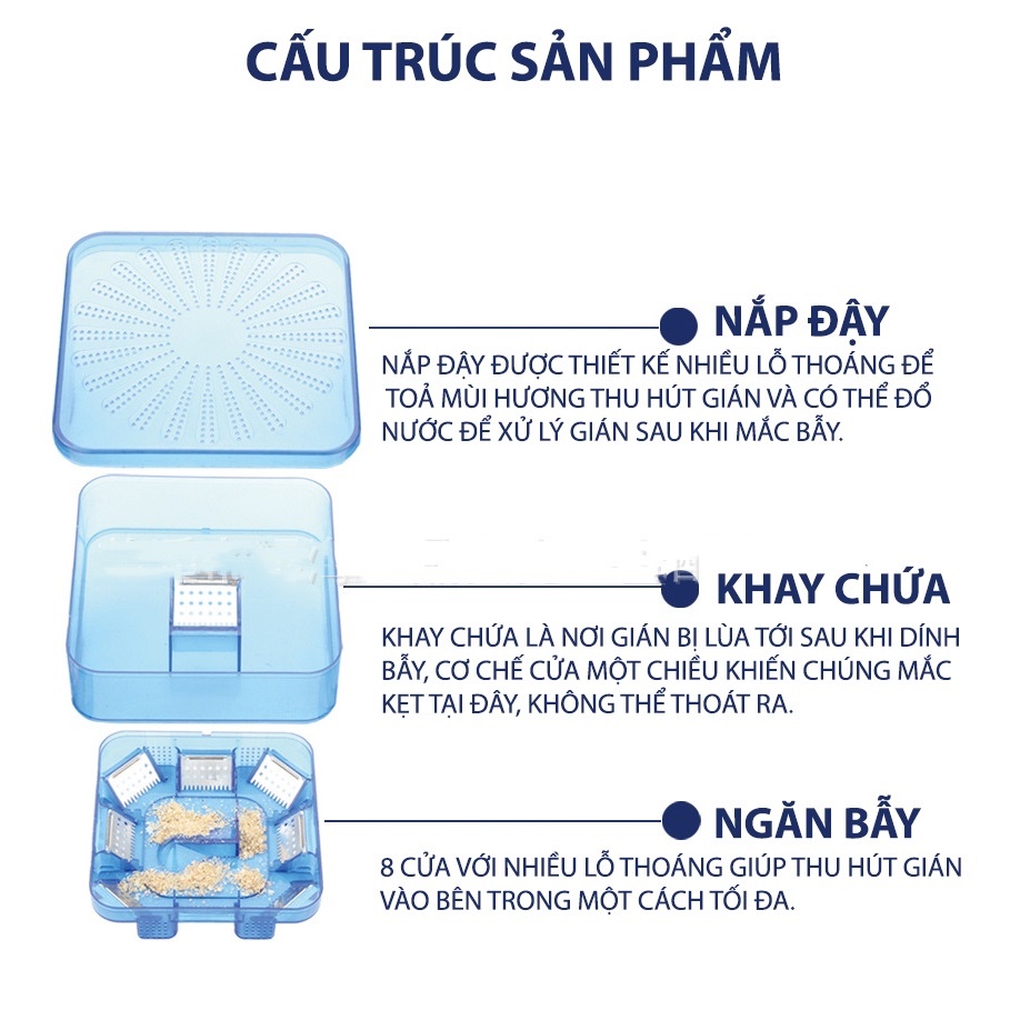 Bẫy Gián Thông Minh Thiết Kế 2 Tầng 8 Cửa Bẫy Hiệu Quả Cao An Toàn Không Hoá Chất
