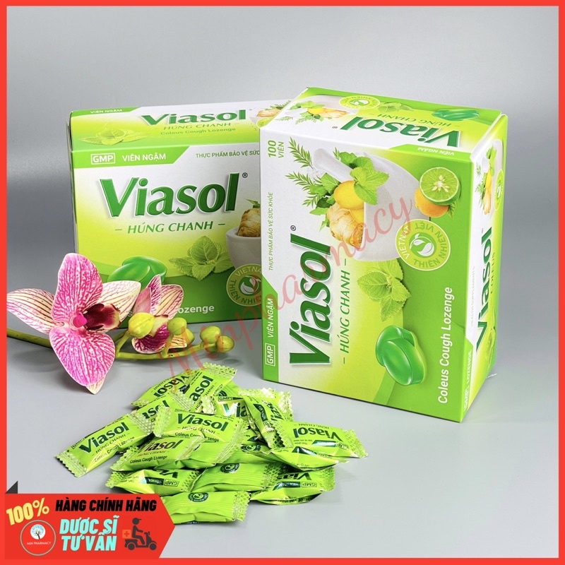 Kẹo Ngậm VIASOL HÚNG CHANH (hộp 100 viên) - Minpharmacy