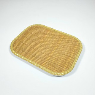 Dĩa chữ nhật 21cm nhựa melamine phíp hoa văn mây đan phíp Dĩa tre Bamboo shaped plate F-DTR16