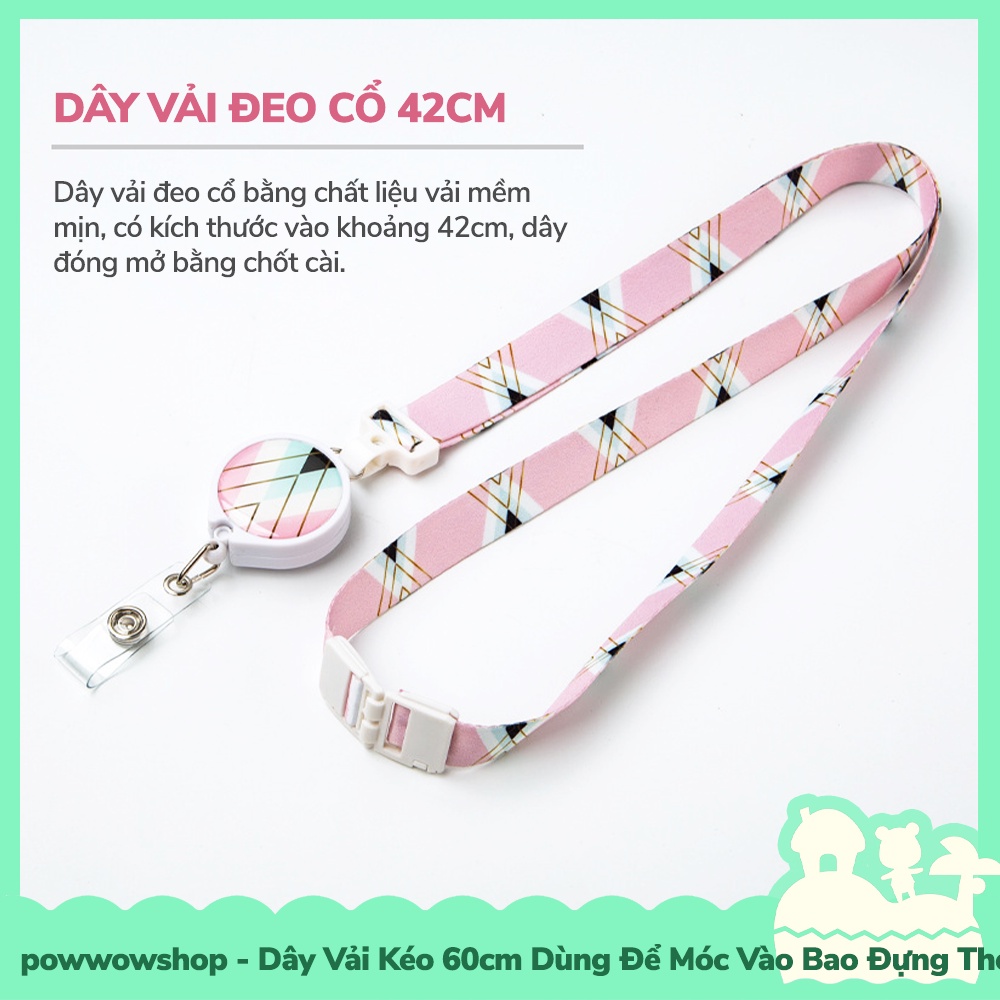 [Sẵn VN - Hỏa Tốc] Dây Đeo Vải Tơrua Kéo 42cm Dùng Móc Vào Bao Đựng Thẻ Nhân Viên Phong Cách Isometric Hình Học Đơn Giản