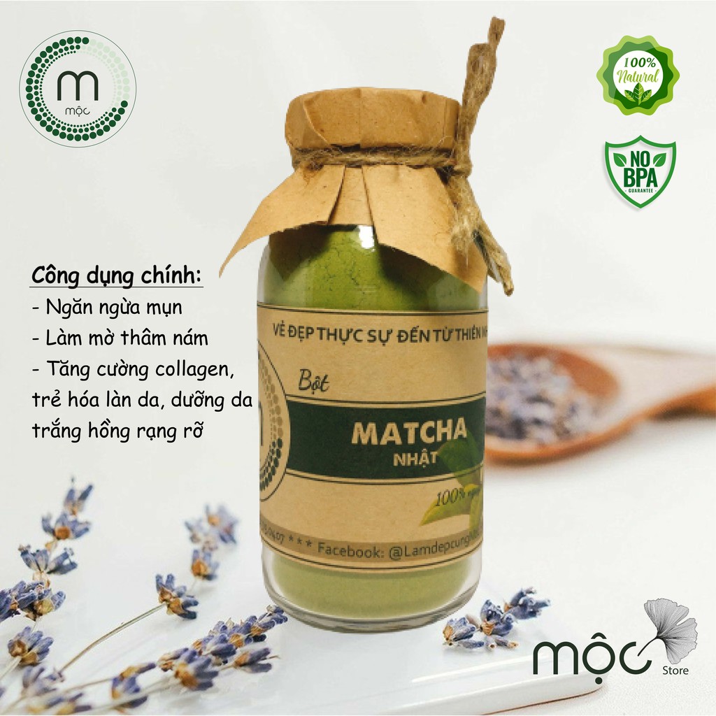 Bột Trà Xanh Matcha Nhật Bản đắp mặt nạ nguyên chất từ thiên nhiên 100ml handmade