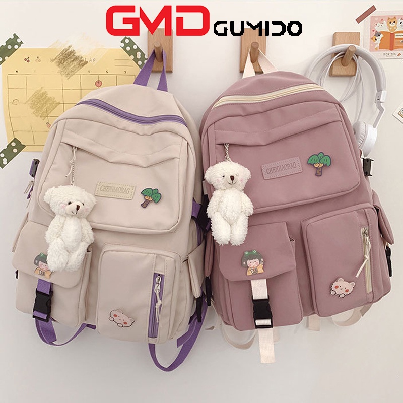 Balo Nữ Nam Đi Học Nhiều Ngăn NEW HOT Tặng Combo Sticker Cặp Sách Học Sinh Dễ Thương Cấp 1 2 3 Đẹp GUMIDO