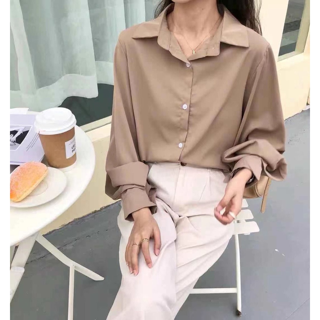 Áo sơ mi lụa trơn hàn mịn A-1021