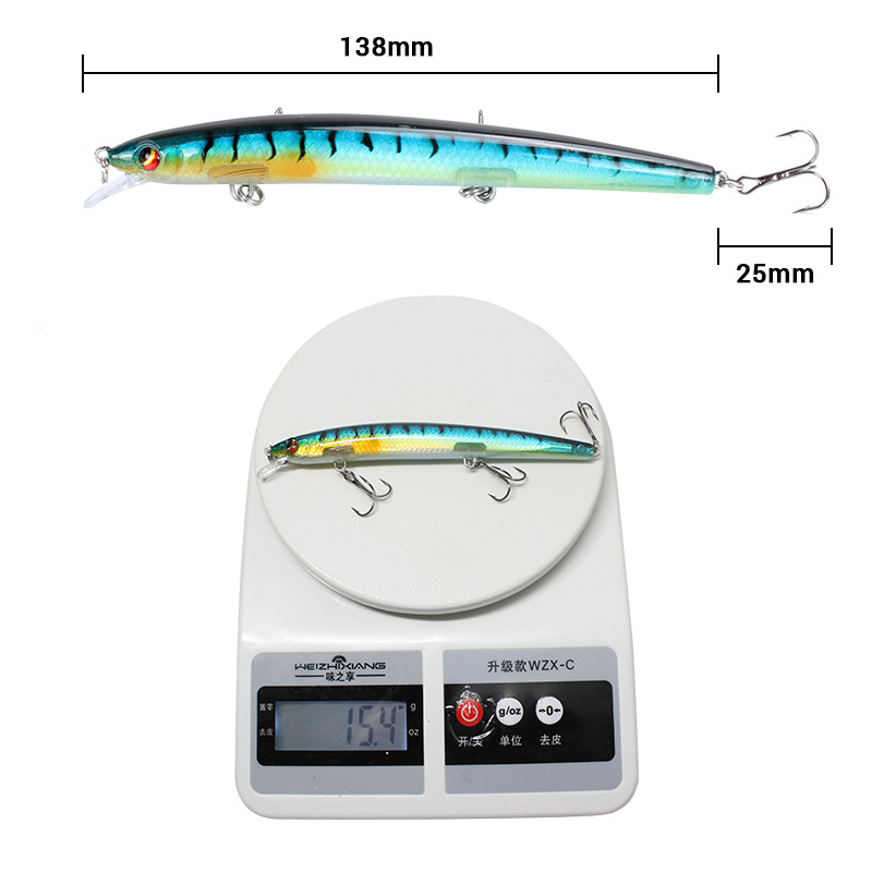 Mồi Câu Cá Giả 3 Móc 13.8cm / 15.4g 10 Màu Sắc