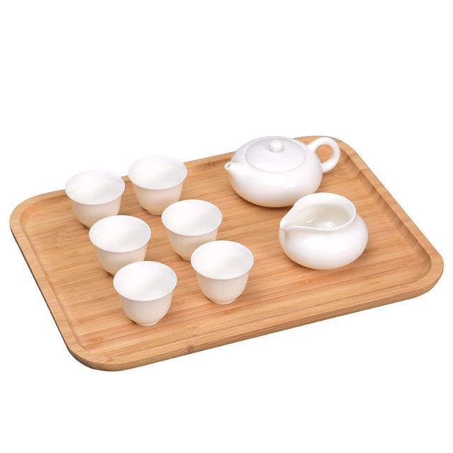 Khay ấm chén trà, khay đựng đồ ăn bằng tre phong cách Nhật Bản chất dày bền