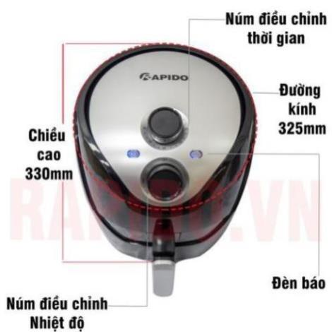 ✔️ Sale Nồi chiên không dầu Rapido, công suất 1500W,dung tích 5.0-RAF5.0- Bảo hành chính hãng 1 Đổi 1 12 tháng ✔️