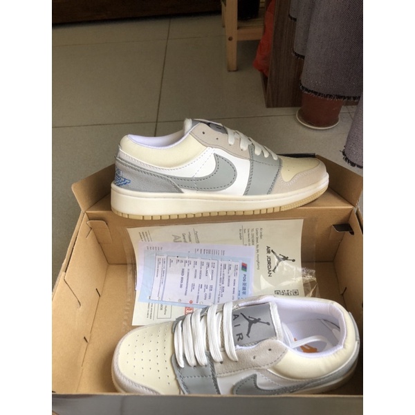 Giày Thể Thao Nam Nữ Jordan Trắng Xám JD1 Cổ Thấp Gót Xanh Thời Trang Full Box Bil | BigBuy360 - bigbuy360.vn