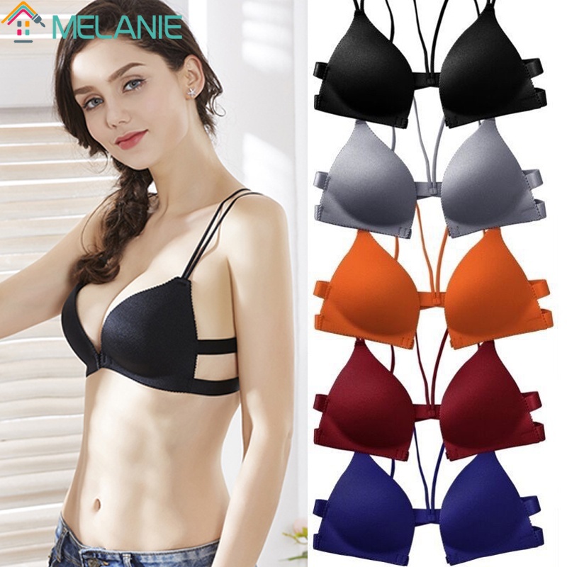 Áo Ngực Khóa Trước / Áo Ngực Mỏng Không Gọng Nâng Ngực Gợi Cảm Mùa Hè / Lưng Đẹp Thoáng Khí Không Dây Màu Đồng BH