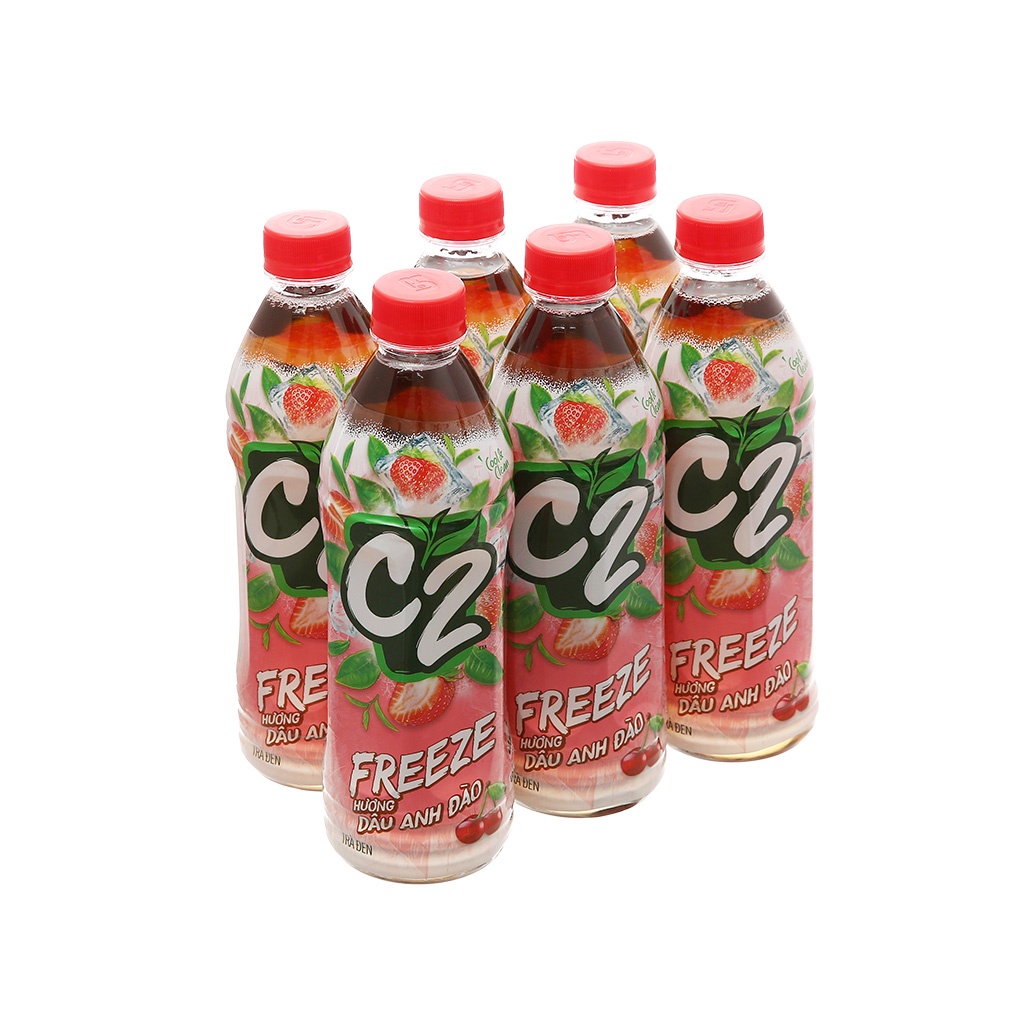 Lốc 6 Chai Trà C2 Hương Vải / Đào Hồng Trà / Dâu Anh Đào / Chanh 455ml