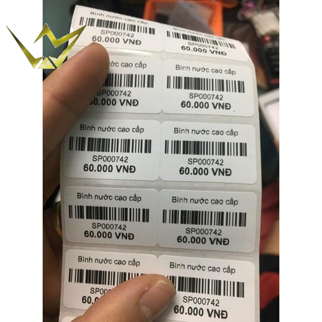 Giấy in tem mã vạch , tem nhiệt 2 tem / hàng , 3 tem / hàng , khổ 35x22 mm