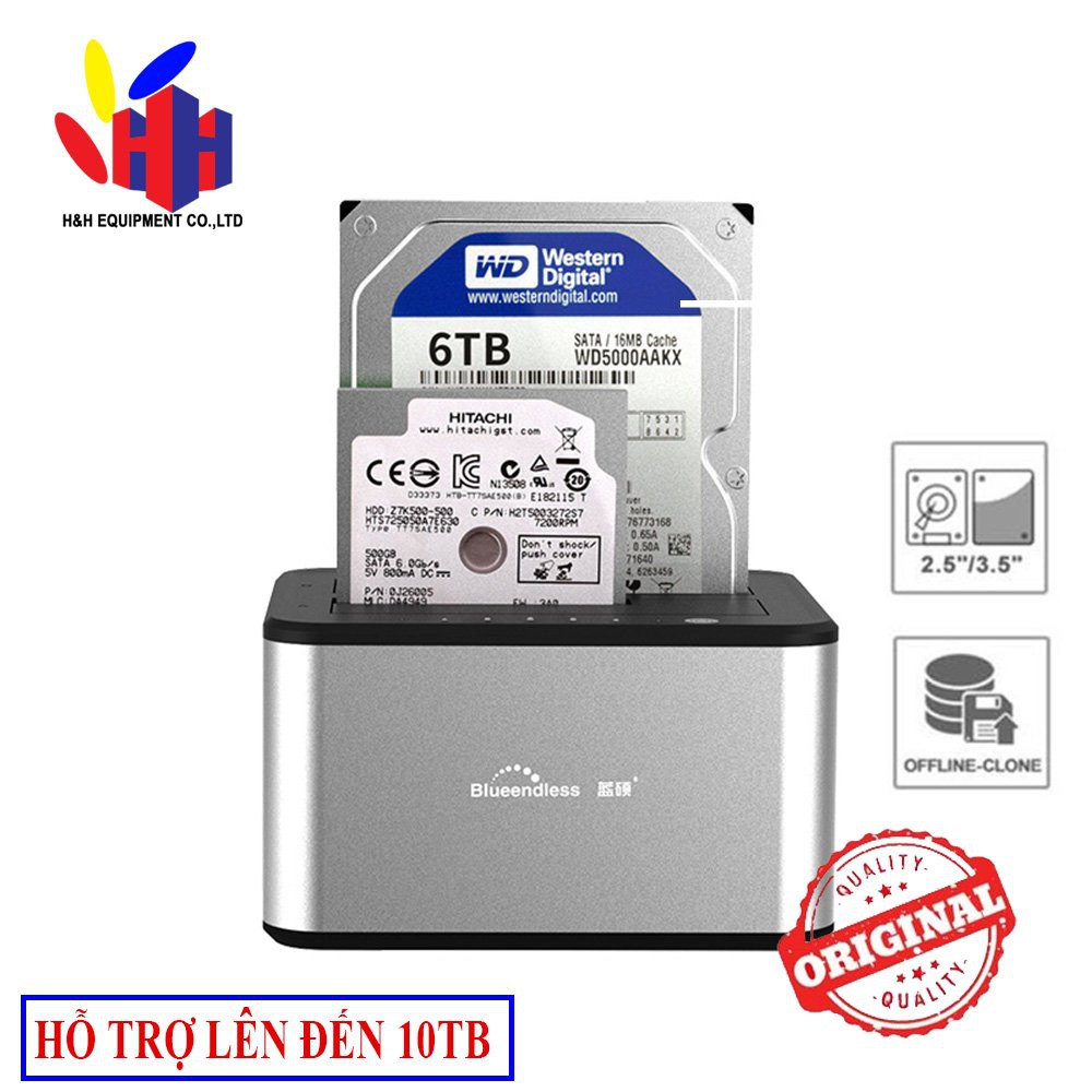 Ổ ĐỰNG HDD - DOCK HDD BLUEENLESS HD07A Sata 2.5”+3.5” USB 3.0 (Hỗ trợ đến 10T)