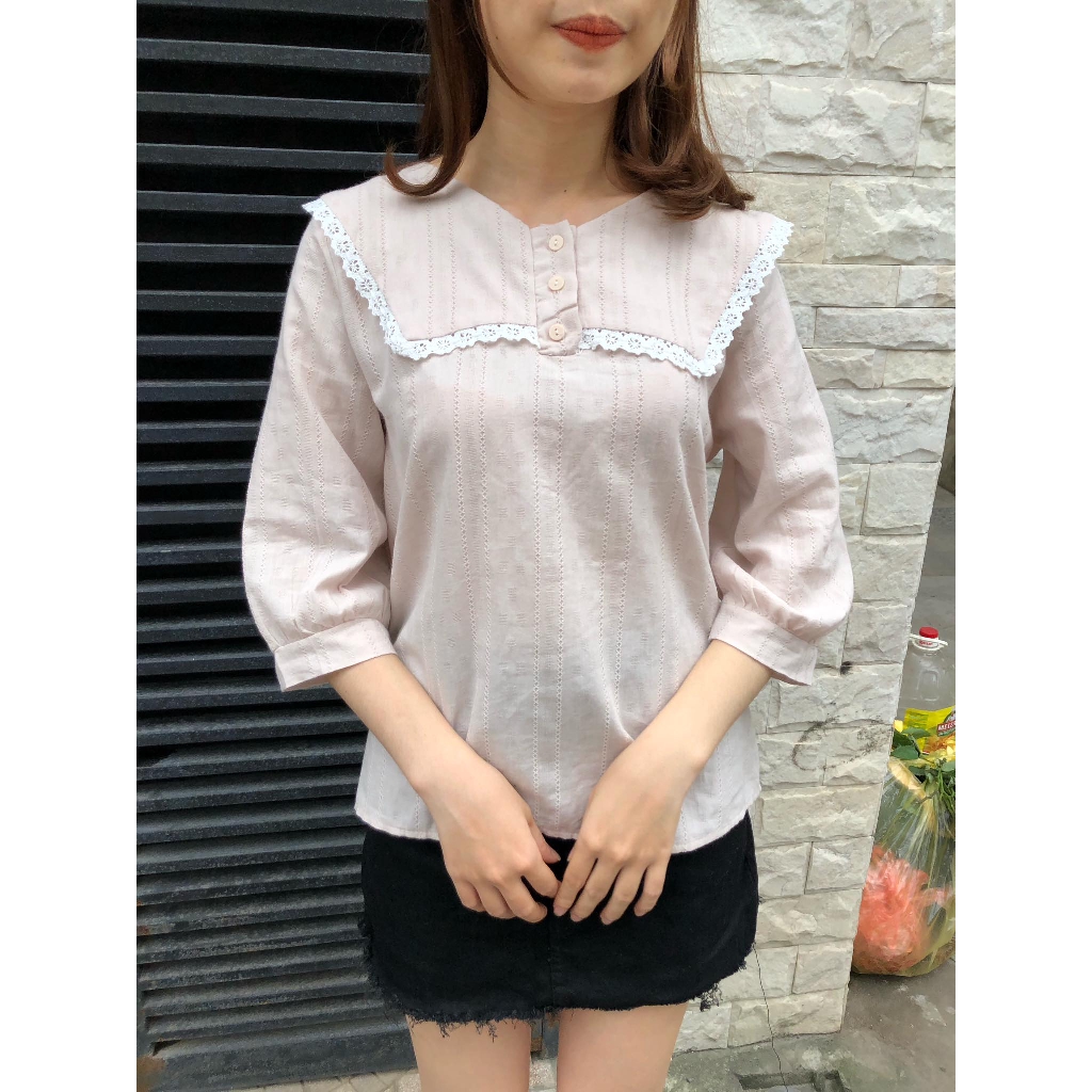 Áo thô cổ ren 2 màu 2204 ( có ảnh mẫu mặc) | BigBuy360 - bigbuy360.vn