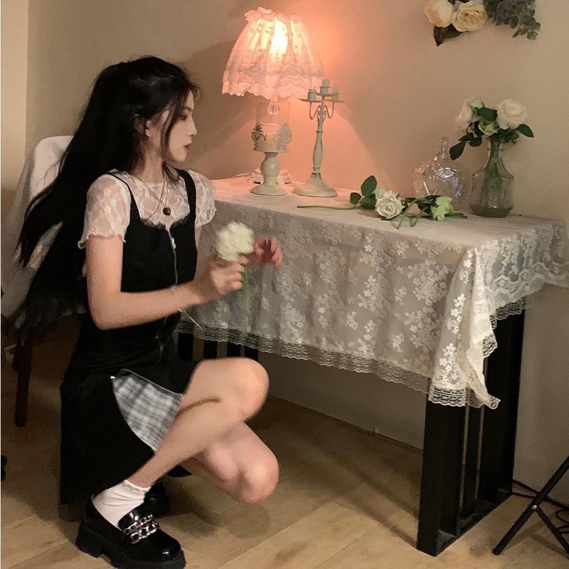 Set váy yếm xẻ 2 màu cá tính