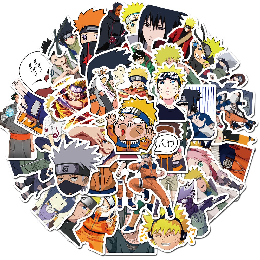 Bộ 100/50/25/10 Sticker Hình Các Nhân Vật Anime Nhật Naruto Dán Trang Trí Ván Trượt/Laptop/Vali/Tủ Lạnh/Xe Hơi/Nhà Cửa