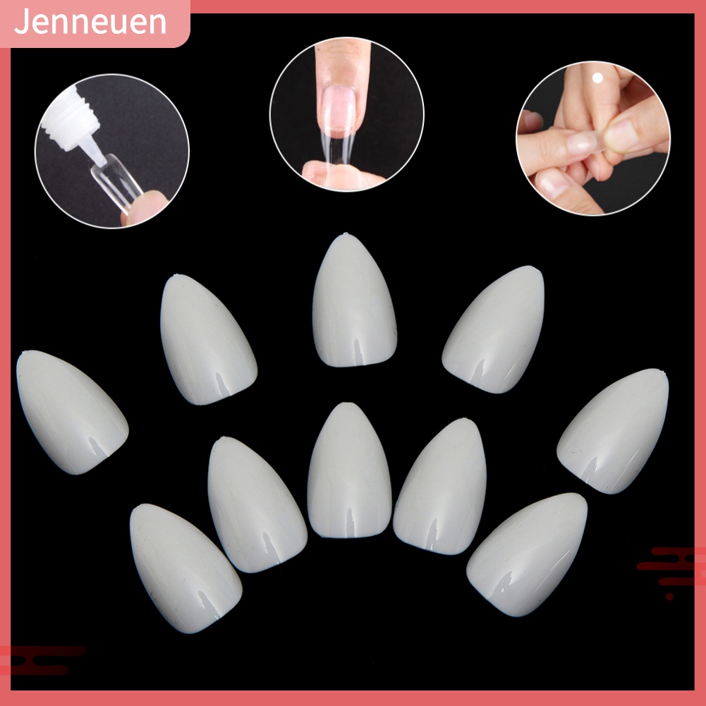 Bộ 500 Móng Tay Giả Đầu Nhọn Hình Bầu Dục Dùng Nối Dài Móng DIY