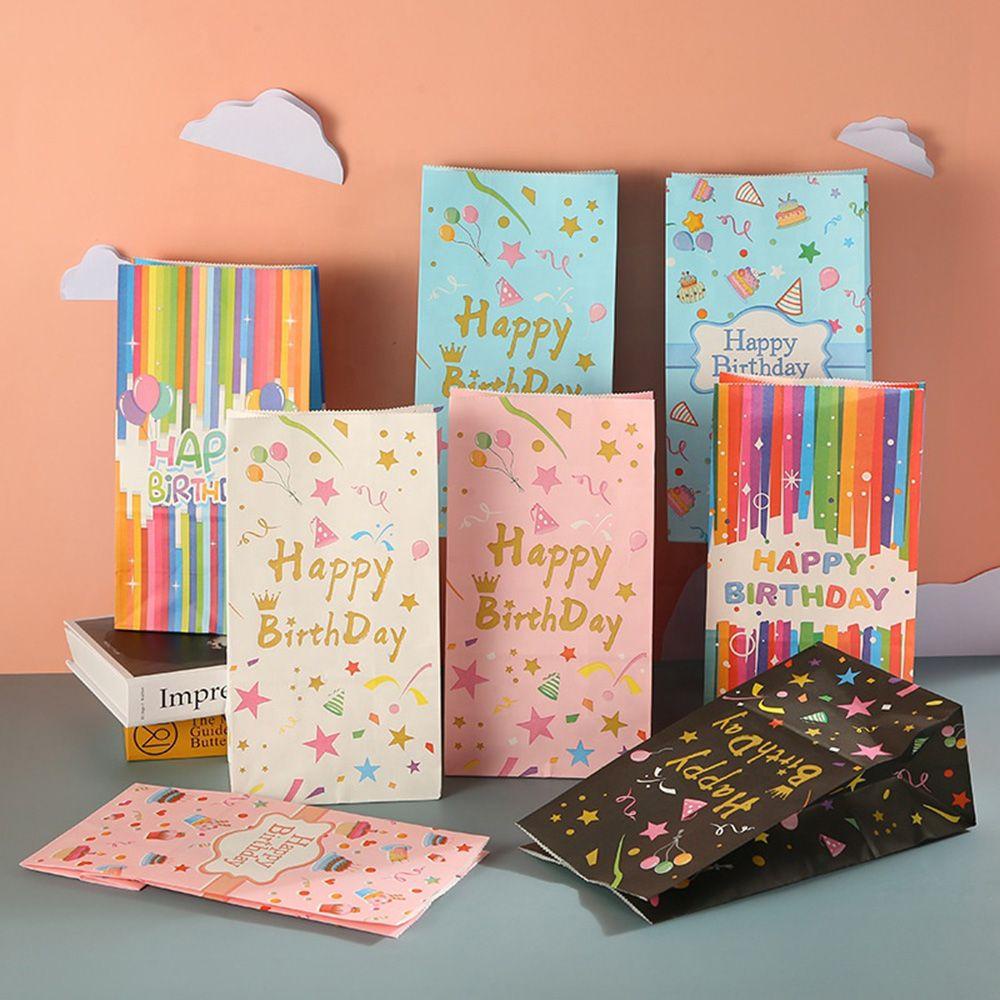 Set 10 Túi Giấy Đựng Bánh Kẹo In Chữ Happy Birthday