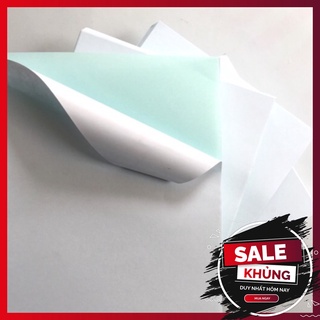Xấp 100 tờ giấy decal A4 đế xanh nhám đẹp, trắng, mịn, láng dễ bám mực, sử dụng cho máy in laser