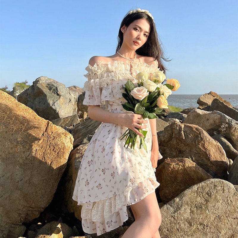 Đầm Hoa Ôm Dáng Hở Vai Thời Trang 2022newins Cho Nữ