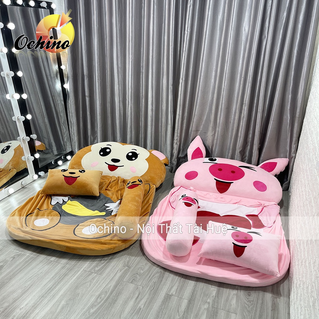 Giường Nệm Thú cho bé Handmade cao cấp có cả gối vuông và gối ôm 1m6-2m (Hàng đặt)