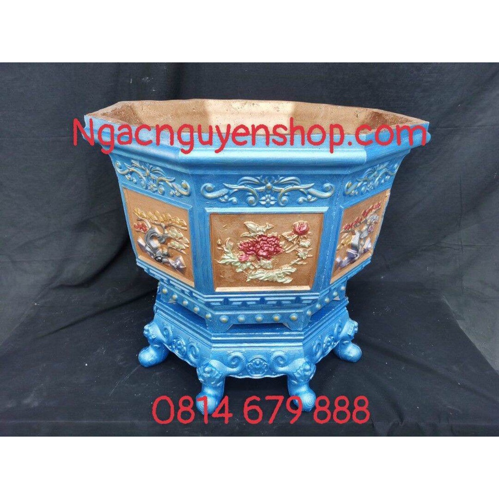 Khuôn Chậu bát giác 60 Rộng 60 cao 40 chân cao 17cm chất liệu nhựa abs