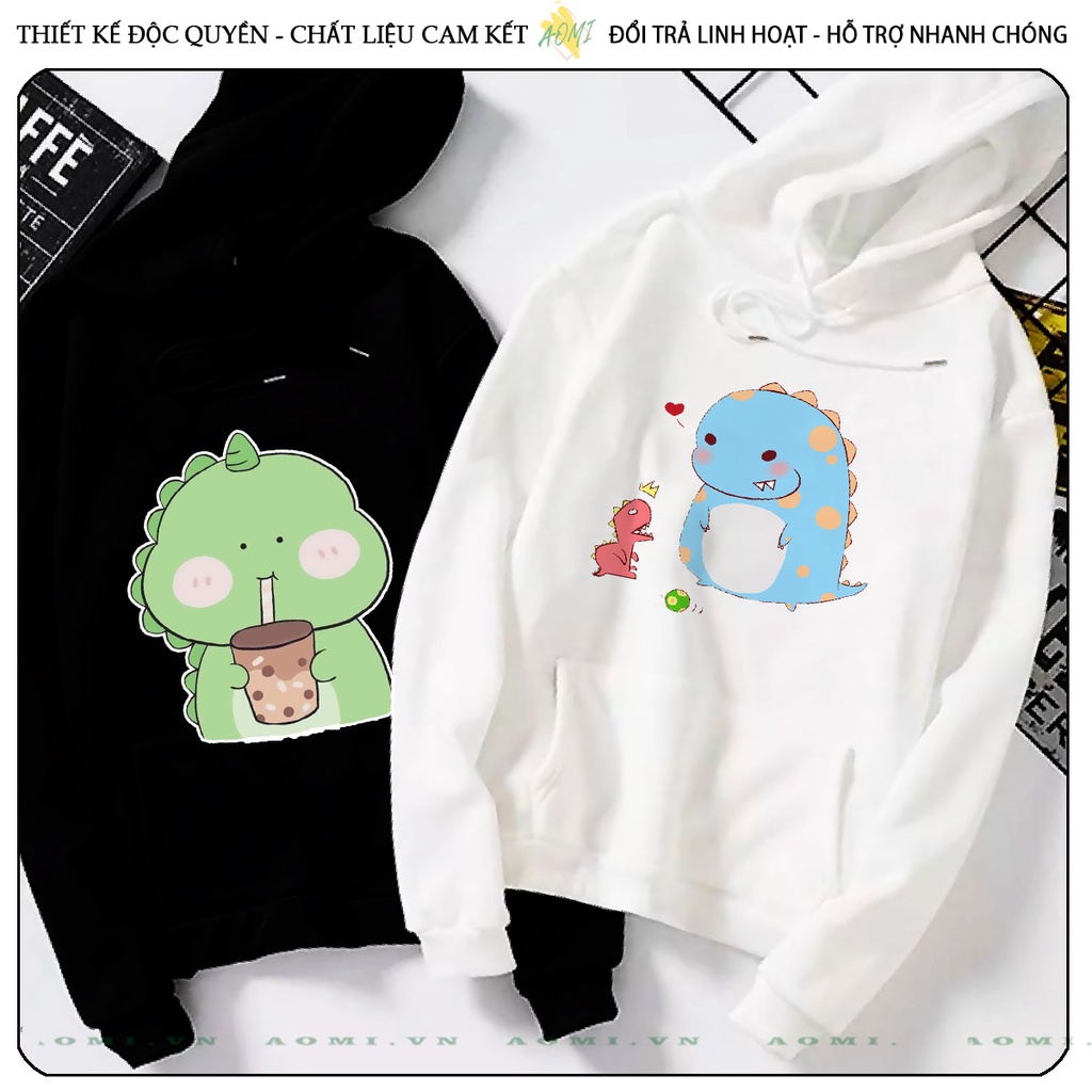 Áo khoác Nỉ Bông HOODIE Khủng long phi hành gia space tay dài da cá mũ trùm đầu unisex full size AOMIVN