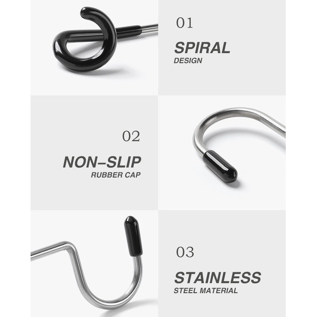 Móc Treo Cọc Lều Bằng Thép Không Gỉ Màu Đen Chống Trượt Tiện Dụng