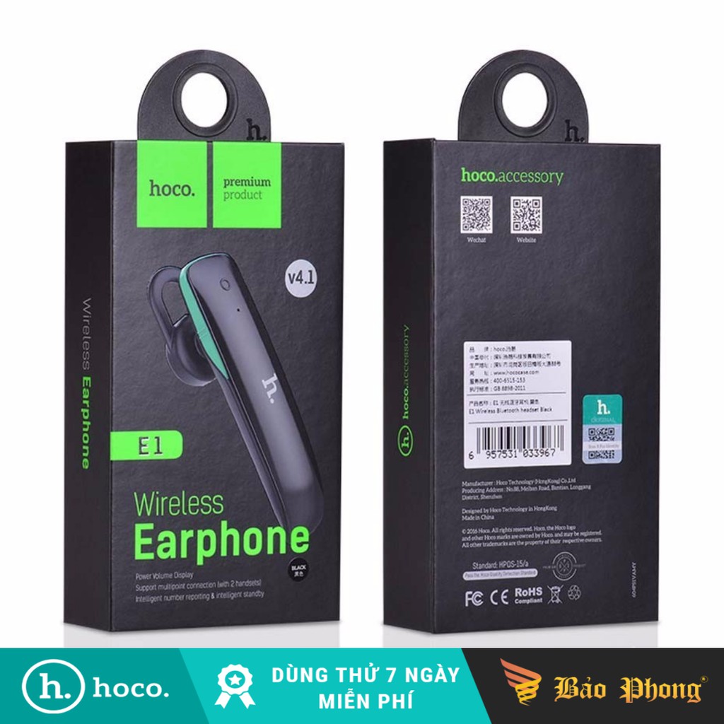 Tai Nghe HOCO E1 Không dây Bluetooth 4.1 Dành cho điện thoại iPhone iP Xiaomi Huawei Samsung Oppo Realme giá rẻ bền đẹp