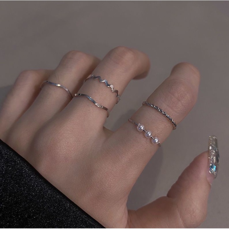 Set 5 Nhẫn Đeo Tay Phong Cách Hàn Quốc Dành Cho Phái Nữ