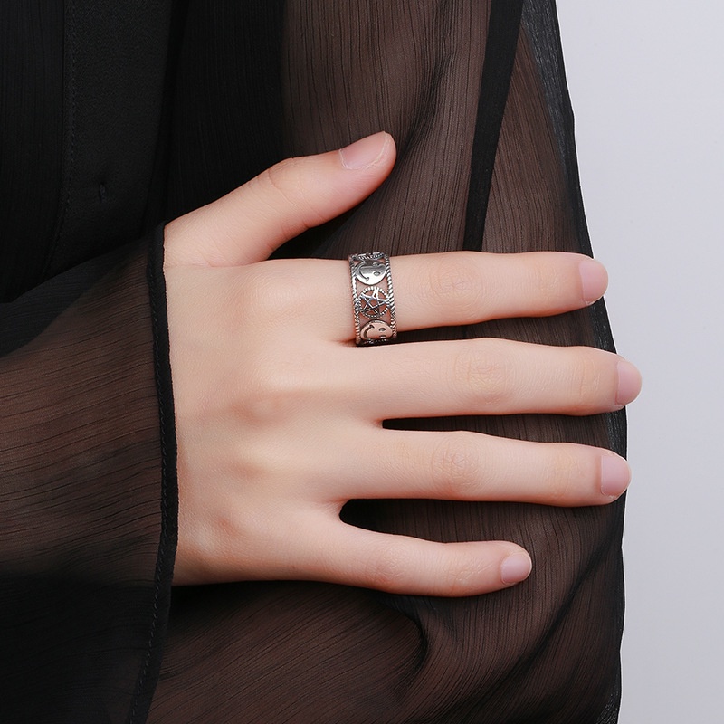 Nhẫn Mở Hình Ngôi Sao Mặt Cười Phong Cách Hip Hop