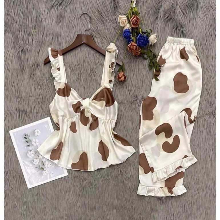 Set Bộ Bigsize❤️Set Bộ 2 Dây Nơ Ngực Quần Lửng Qua Gối Chất Lụa Mềm Mát Hàng May Kỹ Size 50-95kg | BigBuy360 - bigbuy360.vn