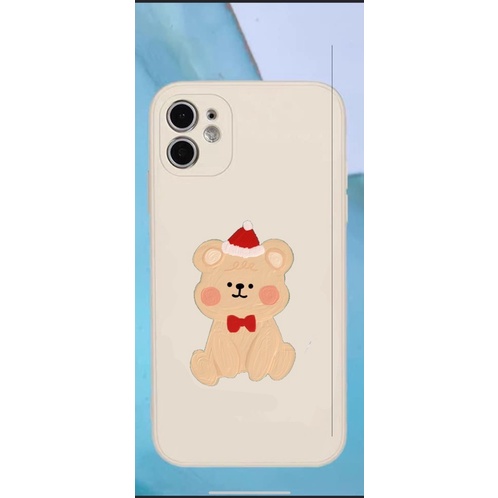 Ốp in giáng sinh gấu cute cạnh vuông giả 12 full  6-6s/6-6s-plus/7-8/7-8-plus/X-XS/XSMAX/11/11-pro-max/12/13promax