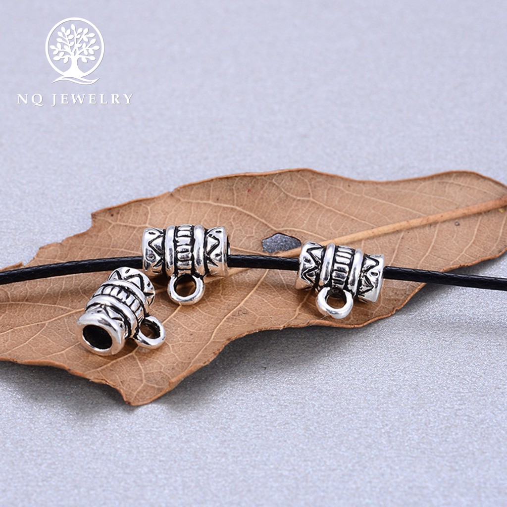 Charm bạc gắn charm treo họa tiết hoa văn - NQ Jewelry
